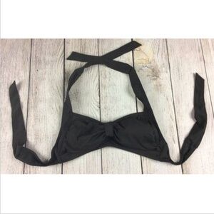 LANDS END Bikini Top Womens Size 2 Halter Tie Neck Dark Brown